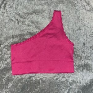 One shoulder pink top or bra for gym or any occasion